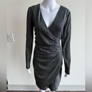 DKNY Shimmering Charcoal Long Sleeve Dress